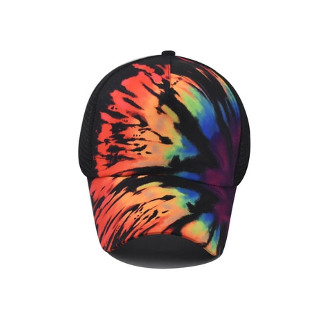 Cappello Da Baseball Coda Di Cavallo Donna Tie Dye Rete Regolabile Arcobaleno Protezione Solare