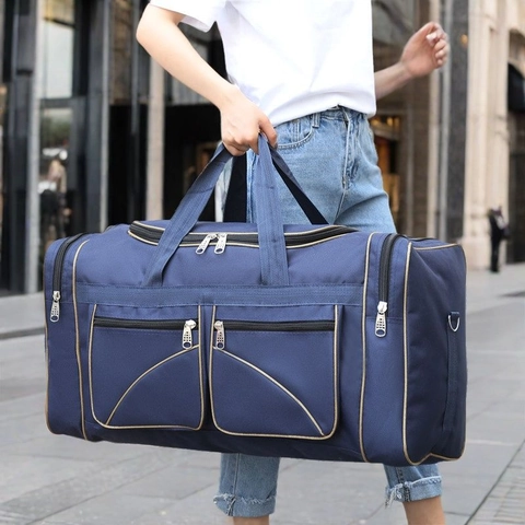 Large Capacity Duffel Bag Oxford Cloth Travel Luggage Tote With Multiple Pockets Detachable Shoulder Strap Durable