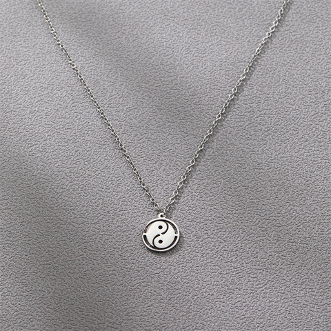 Collana Con Ciondolo Tai Chi Yin Yang In Acciaio Inossidabile Catena A O Gioielli Religiosi Vintage Per Uomini E Donne