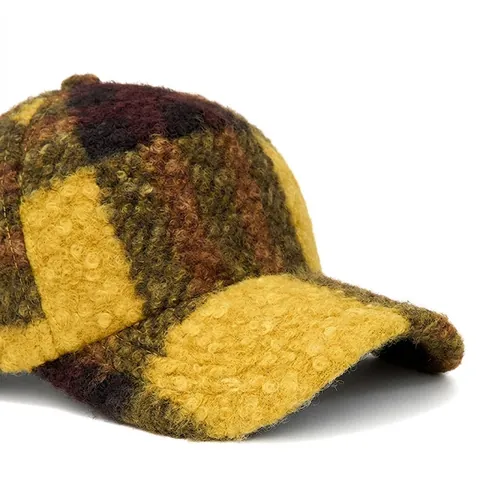 Berretto Da Baseball In Lana Di Agnello Caldo Inverno A Quadri Colore A Contrasto Regolabile Tesa Curva Cappello Casual