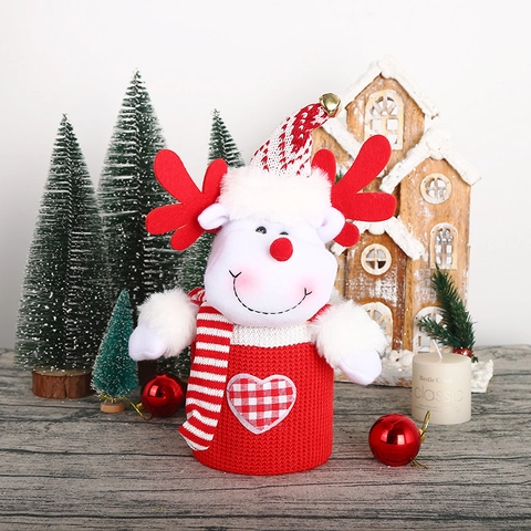 Barattoli Per Caramelle Di Natale In Maglia Peluche Babbo Natale Pupazzo Di Neve Renna Contenitori Per Regali Tavolo