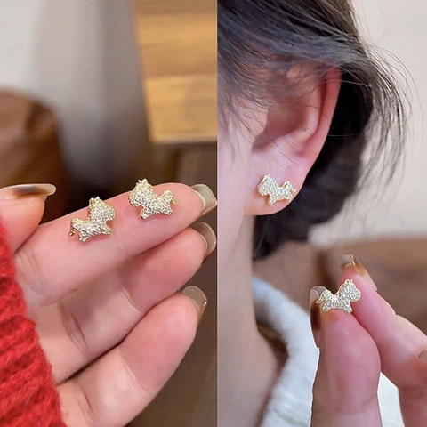 Tierform Ohrstecker Gold Vergoldet Kupfer Mit Zirkon Strass Und Silber Ohrstecker Für Frauen Eleganter Schmuck