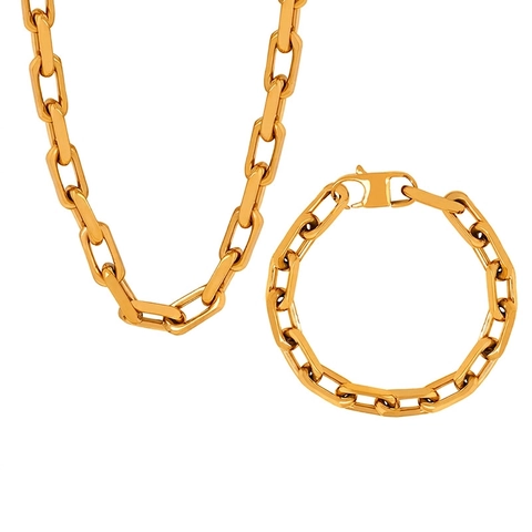 Conjunto De Collar Y Pulsera De Cadena De Clip Hip Hop Unisex Acero Inoxidable Titanio Joyería Punk
