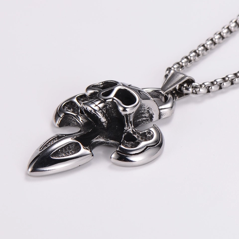 Collana Con Pendente A Croce E Teschio In Acciaio Inossidabile 304 Gioielli Gothic Punk Hip Hop Da Uomo
