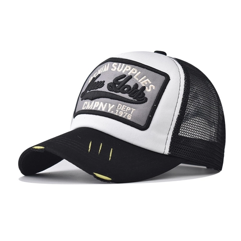 New York Trucker Pet 3D Borduurwerk Katoen Mesh Ademend Distressed Baseball Cap Retro Outdoor Zomer Verstelbaar Unisex