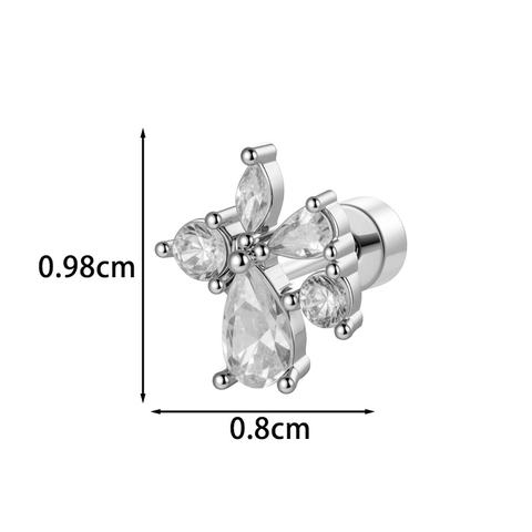 Boucle D'oreille De Cartilage Goutte D'eau En Zircon Bijoux De Piercing En Cuivre Avec Dos À Vis Pour Femme Style Élégant
