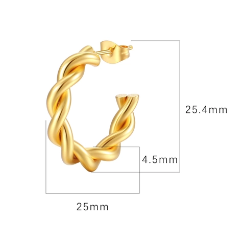 Creolen Gedreht Edelstahl Vergoldet C-Form Hochglanzpoliert Geometrisch Modern Western Style Accessoire Für Damen