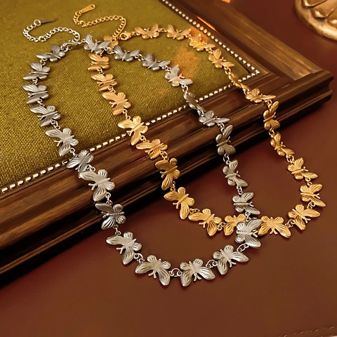 Schmetterling Gliederkette Aus Titanstahl Eleganter Minimalistischer Schmuck Für Damen Verstellbare Verlängerungskette Luxusdesign