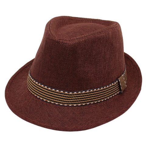 Cappello Fedora Intrecciato In Paglia Fascia A Righe Traspirante Protezione Solare Stile Britannico Cappello Jazz Uomo Donna