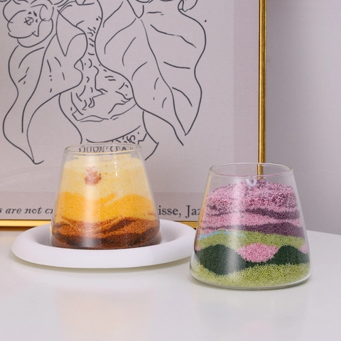 DIY Sand Art Scented Candle Landscape Glass Jar Essential Oils Handmade Decorative Fragrance Wax Gift Home Office Ornament
