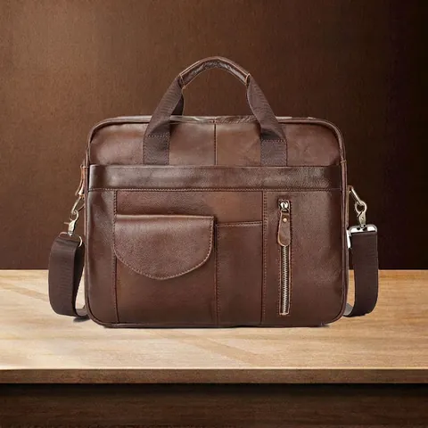 Men Genuine Leather Briefcase First Layer Cowhide Business Shoulder Bag Large Capacity Laptop Messenger Professional