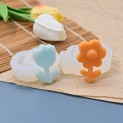 Flower Silicone Mold Tulip Sunflower Shape DIY Handcrafted Aromatherapy Plaster Candle Resin Crafting Flexible