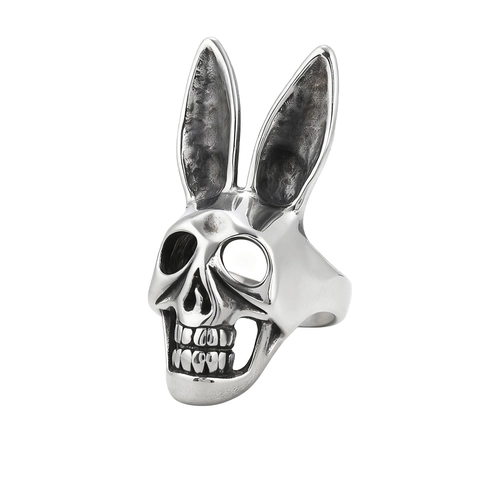 Anillo Teschio Di Coniglio Gotico Acciaio Inossidabile Punk Scheletro Vintage Gioielli Biker Per Uomini Donne
