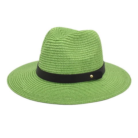 Unisex Wide Brim Paper Straw Fedora Hat Breathable Sun Protection Summer Beach Panama Jazz Cap With Belt
