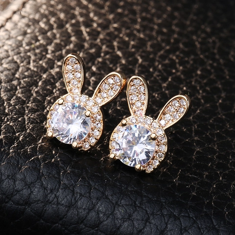 Süße Hasen Ohrstecker Kupfer Mit Zirkonia Funkelnder Tier Schmuck Für Damen Mädchen