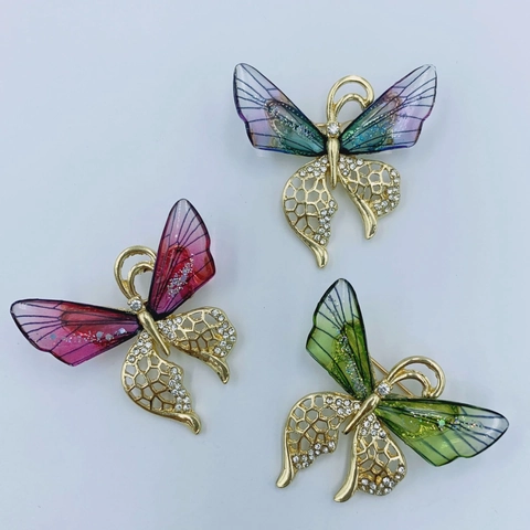 Spilla Insetto in Lega e Strass Estetica Farfalla Libellula Ape Smalto Sfumato per Donna Gioielli Hanfu
