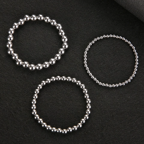 Bracciale Con Perline Tonde In Acciaio Inossidabile Lucido Minimalista Catena A Sfere Gioielli Per Uomo E Donna