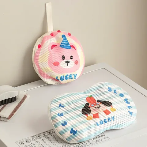 Mesh Laundry Bag Thickened Polyester Washing Machine Protector For Bra Lingerie Anti Deformation Tulip Cartoon Print