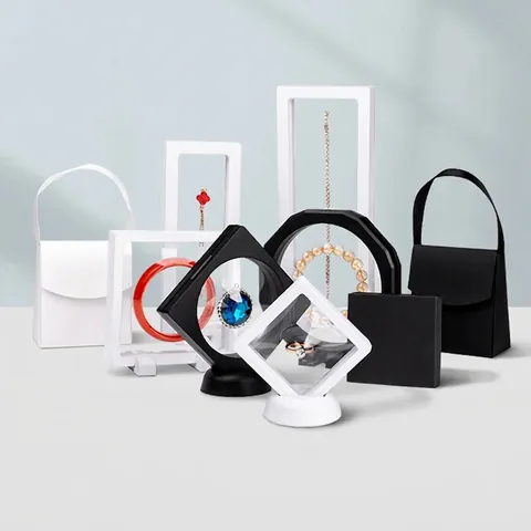 3D Schwebender Schmuck Display Transparent PE Folie Staubdicht Schublade Stil Papier Verpackung Für Ring Halskette