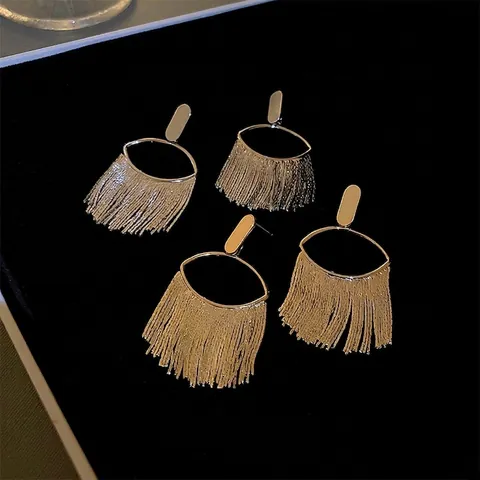 Statement Oval Quasten Ohrhänger Mit 925 Sterling Silber Ohrstecker Vergoldet Kupfer Nischendesign Damen