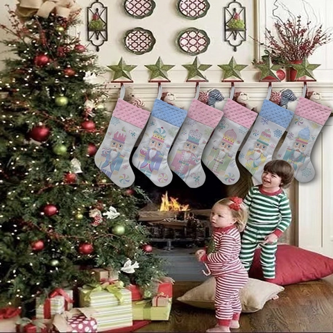 Calza Di Natale Schiaccianoci Ornamento Da Appendere Peluche Poliestere Sacchetto Regalo Motivo Soldato Cartone