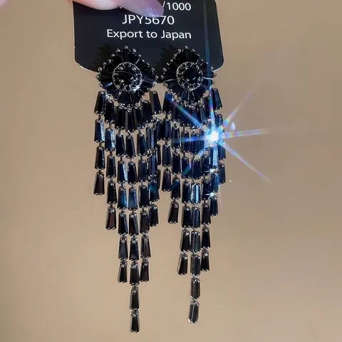 Orecchini Pendenti Lunghi Con Nappa In Zircone Rombo Geometrico Con Perno In Argento Sterling 925 Gioielli Di Moda Lusso Per Donna
