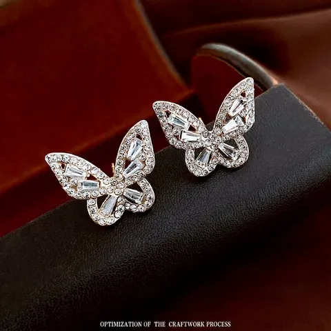 Boucles D'oreilles Papillon Avec Zircon Base En Cuivre Et Tige En Argent Bijoux Mode Animal Pour Femmes