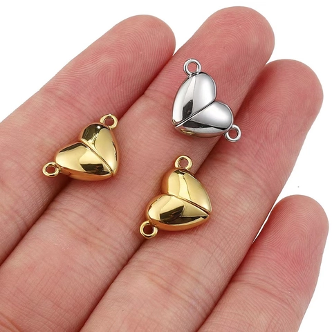Cierre Magnético En Forma De Corazón Aleación De Zinc Conector De Joyas DIY Para Pulsera Collar Brillante