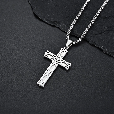Roestvrij Staal Keltische Knoop Kruis Hanger Ketting Vintage Religieuze Mode Sieraden Voor Mannen Vrouwen Goud Zilver Zwart
