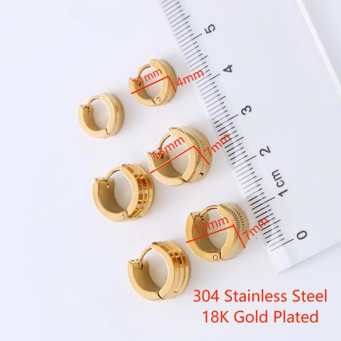 Huggie Hoop Earrings 304 Stainless Steel Gold Plated Multi Layered Smooth Textured Minimalist Jewelry For Men Women