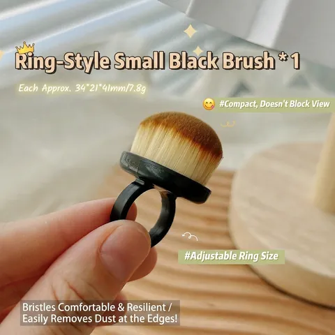 Portable Ring Nail Dust Brush Soft Dense Synthetic Fiber Bristles Finger Buckle Manicure Cleaning Tool Nail Art Accessory