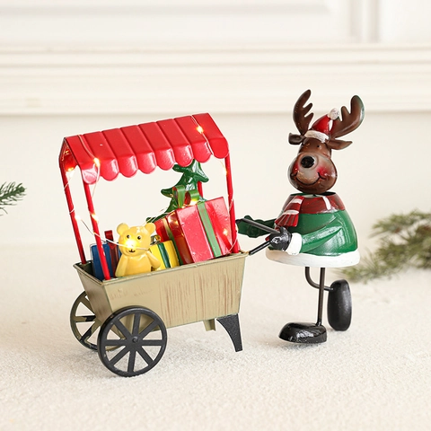 Decorazioni Da Tavolo Natalizie In Ferro Arte LED Luminoso Babbo Natale Renna Slitta Treno Vintage Casa Decor Regalo