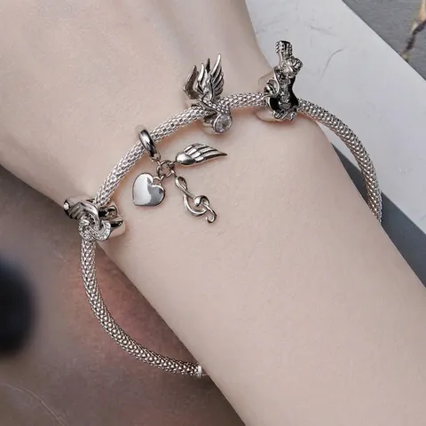 925 Sterling Silver Music Note Charms Zirconia Guitar Heart Wing Pendant Beads For DIY Bracelets Jewelry Making Women Gift