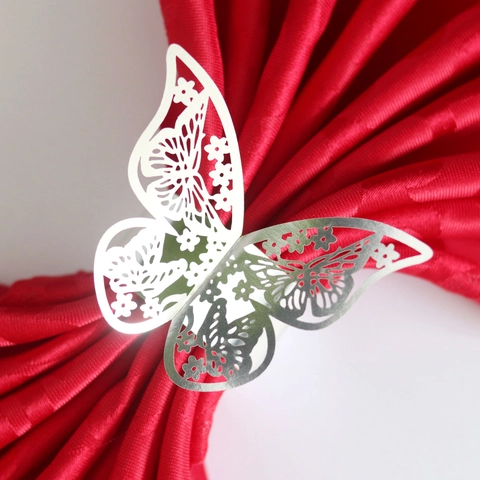 Ronds de Serviette Papillon Coupés au Laser Évidés en Papier Perlé Décoration de Table pour Mariage Banquet Hôtel Fête