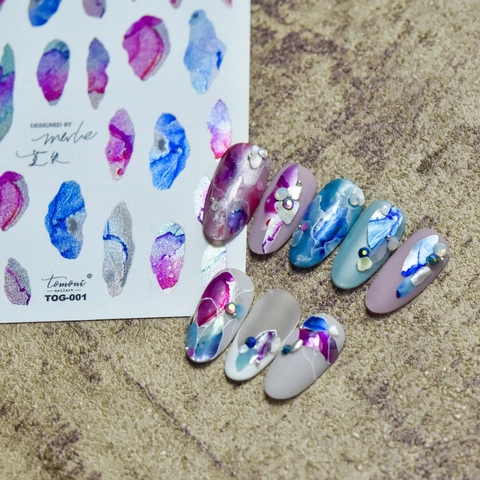 Autocollants Pour Ongles Style Japonais Texture Marbre Adhésifs Feuille Métallique Aquarelle Smudge Décoration Manucure DIY Femmes