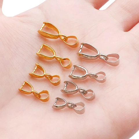 Copper Metal Pinch Bails Pendant Clasps For Jewelry Making DIY Necklace Connectors Multiple Sizes Multi Color