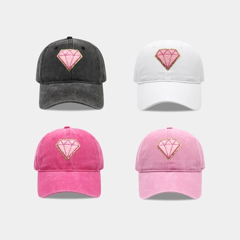 Casquette De Baseball En Coton Lavé Patch Chenille Diamant Vintage Chapeau De Soleil Ajustable Outdoor Dad Hat