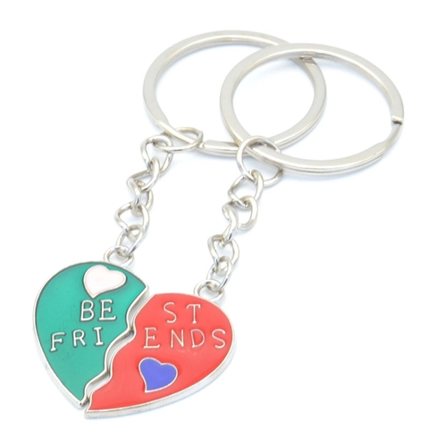 Best Friends Couple Keychains Alloy Heart Puzzle Yin Yang Rainbow Pendant Keyrings Gift For Friendship Lovers