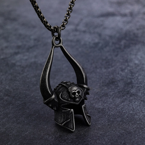 Gothic Skull Mask Helmet Pendant Necklace Stainless Steel Retro Biker Punk Jewelry For Men