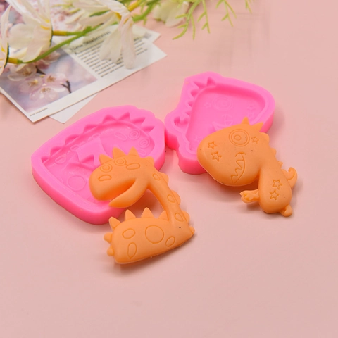 Cartoon Dinosaurier Silikonform Süße Tierform Für Kuchen Fondant Schokolade DIY Backen Zuckerhandwerk Flexibel