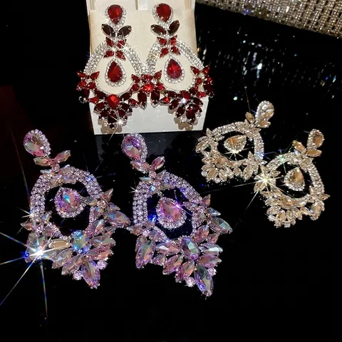 Boucles D'oreilles Pendantes En Forme De Goutte Avec Tige En Argent Sterling 925 Base En Cuivre Strass Brillants Style Vintage Femme
