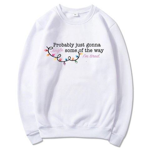 Felpa Con Cappuccio Uomo Poliestere Foderata In Pile Manica Lunga Pullover Divertente Natale Jingle Tired Citazione Stampa