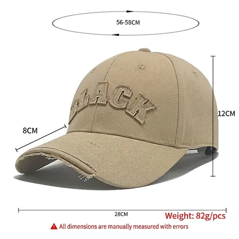 Baseball Cap Cotton Washed Distressed Worn Out Letter Embroidery BLACK Adjustable Sun Hat Men Women Vintage Streetwear