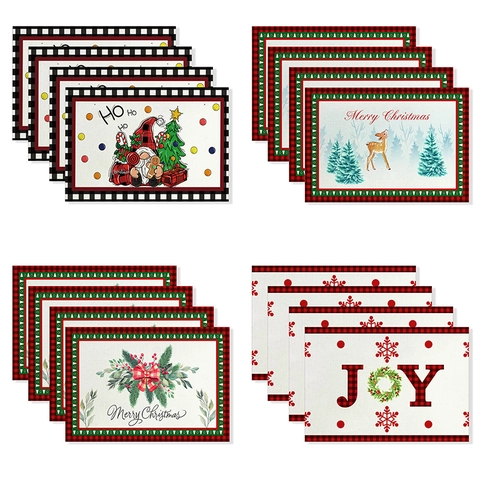 Tovagliette Natalizie Cotone Lino Resistente Al Calore Antiscivolo Decorazione Tavola Pranzo Festa Inverno Design