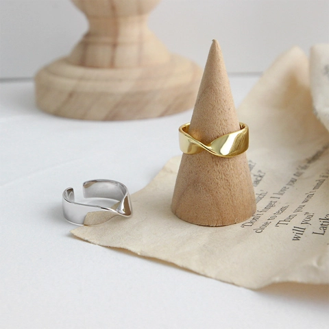 Anillo Abierto Trenzado Mobius de Plata de Ley 925 para Mujer Minimalista Chapado en Oro Plata Ajustable Geométrico Anillo de Dedo Joyería Regalo