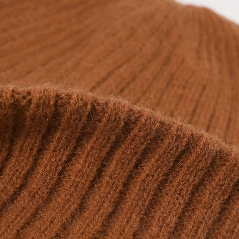 Thick Warm Winter Beanie Hat Faux Rabbit Fur Ribbed Knitted Cuffed Outdoor Solid Color Cap For Women Men