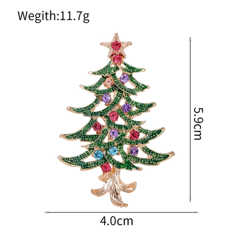 Broche de Árbol de Navidad de Moda Aleación de Zinc Goteo de Aceite Diamante de Imitación Alfiler Para Mujeres Hombres Año Nuevo Joyería