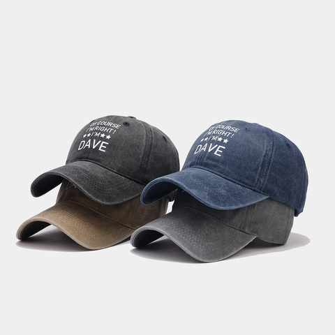 Berretto Da Baseball In Cotone Lavato Vintage Stampa Lettere Dave Slogan Top Morbido Protezione Solare Cappello Regolabile