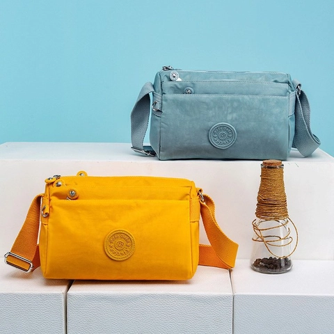 Bolso Bandolera De Nailon Para Mujer Con Múltiples Bolsillos Ligero Impermeable Bolso Casual Con Correa Ajustable