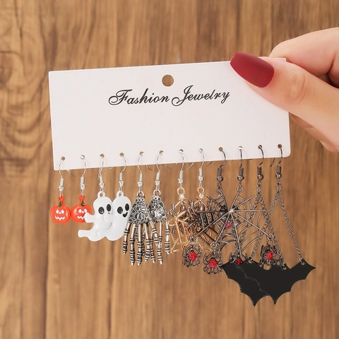 Set Orecchini Halloween Smalto Lega Zinco Fantasma Zucca Pipistrello Strega Orecchini Pendenti Donna Gioielli Regalo